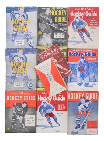1932-51 James C. Hendy Hockey Guide Collection of 16 Including 1932-33 First Edition