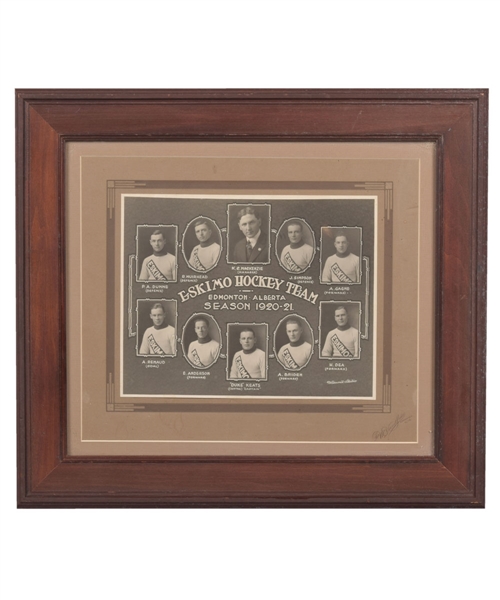 Edmonton Eskimos 1920-21 Framed Hockey Team Photo (16” x 18”) Featuring HOFers Gordon "Duke" Keats and "Bullet Joe" Simpson