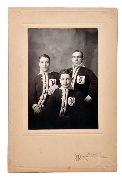Rare Newsy Lalonde, Cyclone Taylor and Frank Patrick Renfrew Millionaires Cabinet Photo (6" x 9")
