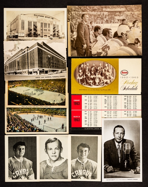 Hockey Memorabilia Collection Including Sports Illustrated Hockey Magazine Covers, Postcards and Assorted Memorabilia