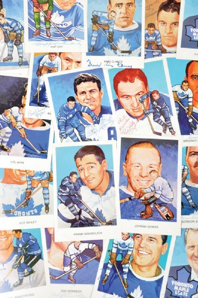Hockey Hall of Fame 1983 Toronto Maple Leafs Signed Postcard Collection of 16 Including 11 Deceased HOFers