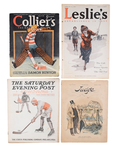 Collection of 13 Antique Magazines/Publications with Hockey Covers
