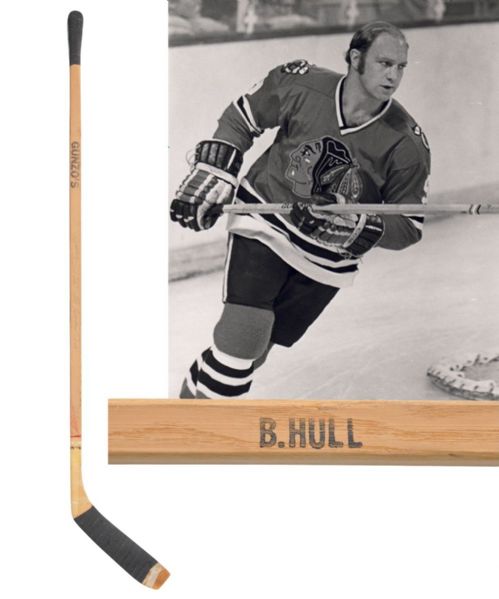 Bobby Hull Early-1970s Chicago Black Hawks Signed Game-Used Stick from Brett Hull Collection