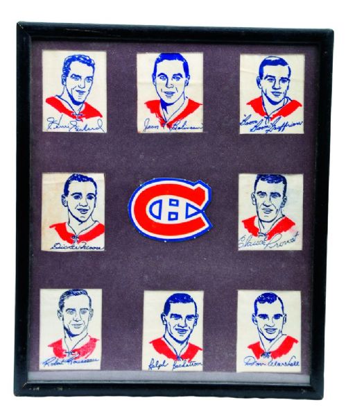 1962-63 York Peanut Butter Iron-On Transfers Montreal Canadiens Framed Display
