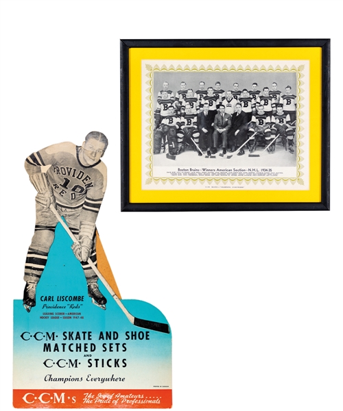 Rare Late-1940s Carl Liscombe CCM Die Cut Advertising Display (11 ½” x 20”) Plus CCM Memorabilia 