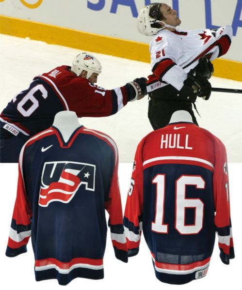 Brett Hulls 2002 Winter Olympics Team USA Game-Worn Jersey from Gold Medal Game <br>- Photo-Matched! 