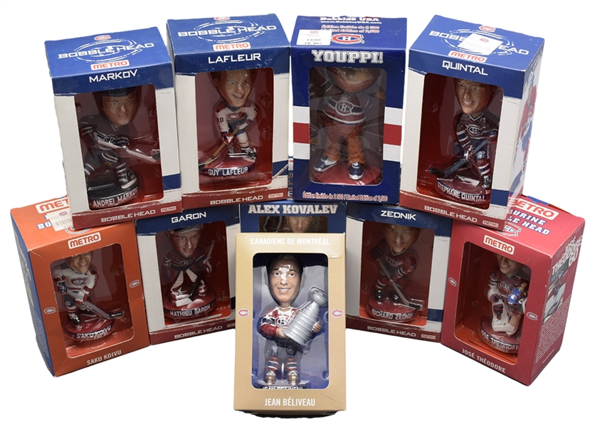 Montreal Canadiens Memorabilia Collection of 80+ with Bobble Heads, Sealed Provigo Figurines, Glasses and More!