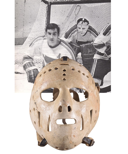 Early-1970s Ernie Higgins Game-Worn Fiberglass Goalie Mask Attributed to the St. Louis Blues
