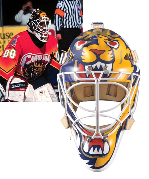Kevin Weekes Mid-1990s AHL Carolina Monarchs Game-Worn "Eddy Masks" Goalie Mask