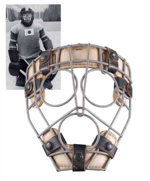 Vintage 1930s Wire and Leather Ice Hockey Goalie Mask