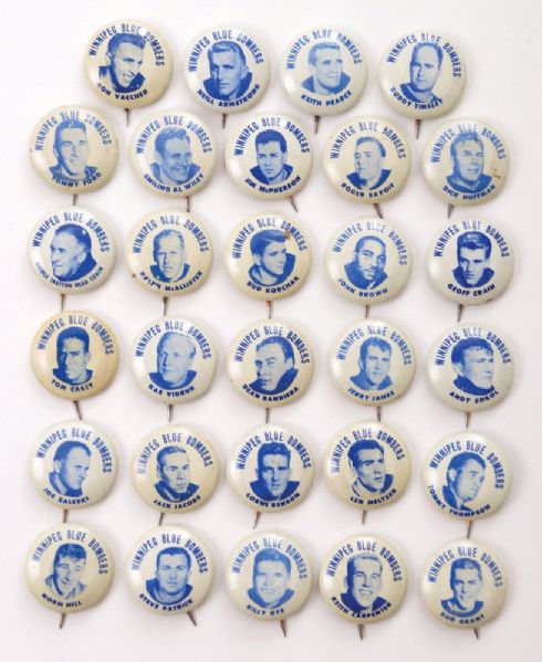 Scarce 1952 Winnipeg Blue Bombers Players Football Pin Near Complete Set (29/30)