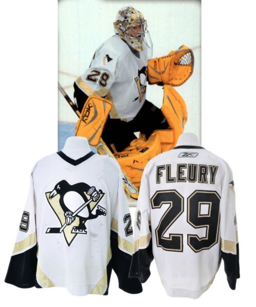 Marc-Andre Fleurys 2005-07 Pittsburgh Penguins Game-Worn Jersey with Team LOA <br>- Photo-Matched!