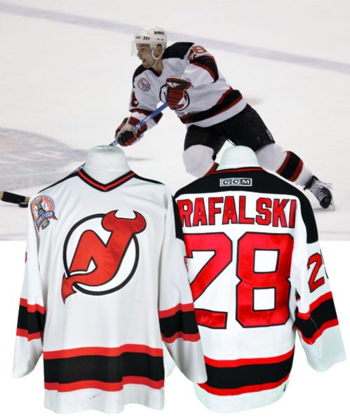 Brian Rafalskis 2002-03 New Jersey Devils Game-Worn Stanley Cup Finals Jersey <br>- Nice Game Wear! - Photo-Matched!