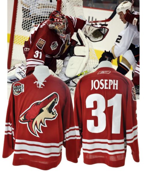 Curtis Josephs 2006-07 Phoenix Coyotes Game-Worn Home Jersey - Decade in the Desert Patch! <br>- Photo-Matched!