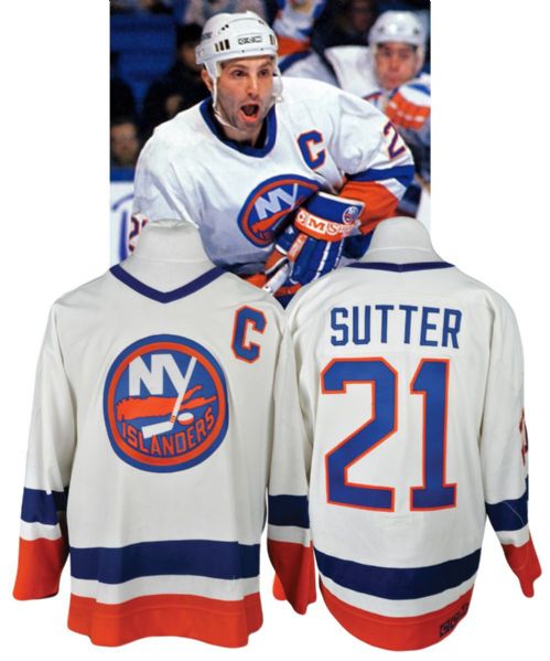 Brent Sutters 1990-91 New York Islanders Game-Worn Captains Jersey - Team Repairs! 