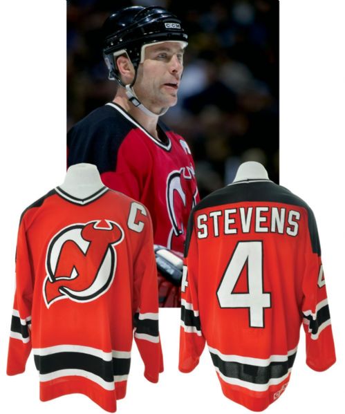 Scott Stevens 1998-99 New Jersey Devils Game-Worn Captains Jersey with Team LOA <br>- Team Repairs!