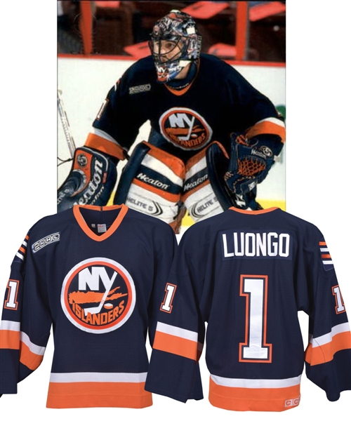Roberto Luongos 1999-2000 New York Islanders Game-Worn Rookie Season Jersey with Team LOA - 2000 Patch!