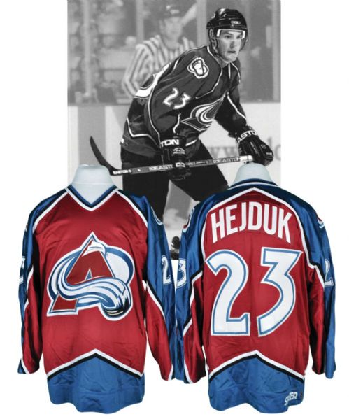Milan Hejduks 1998-99 Colorado Avalanche Game-Worn Rookie Season Jersey with LOA <br>- Photo-Matched!