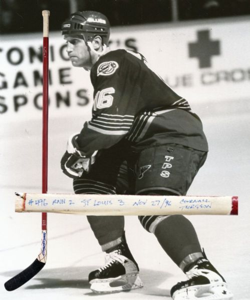 Brett Hulls 1996-97 St. Louis Blues "496th Goal" Nike Graphite Game-Used Stick