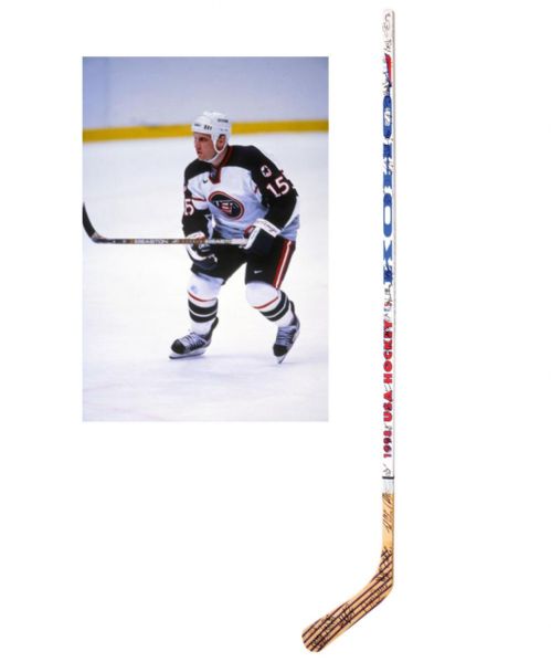 Brett Hulls 1998 Winter Olympics Team USA Team-Signed Stick by 27