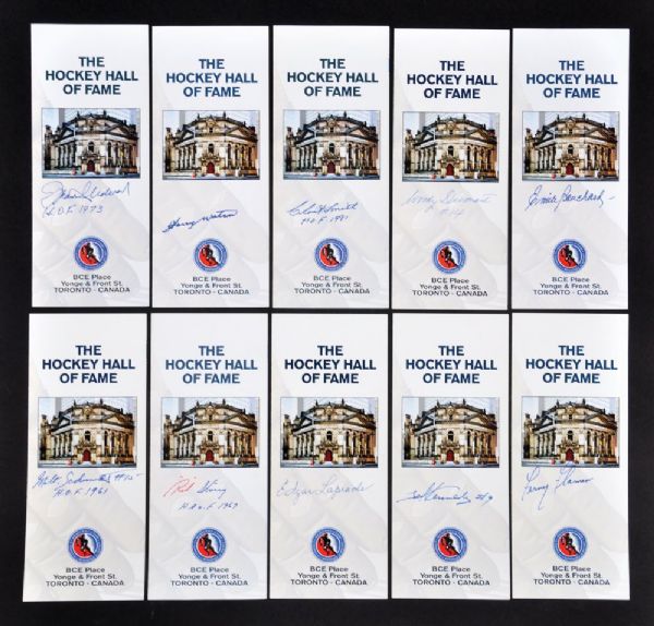 Hockey Hall of Fame Postcard / Pamphlet Collection of 24 Signed by HOFers