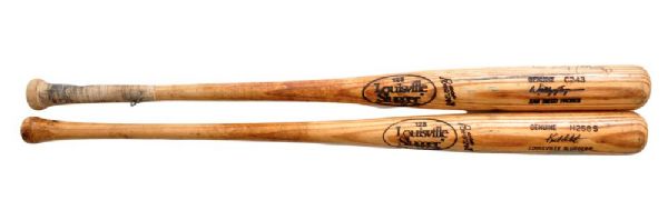 Kent Hrbeks 1986-89 Minnesota Twins and Wally Joyners 1996-99 San Diego Padres Game-Used Bats from Brett Hull Collection