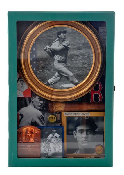 Mickey Mantle and Ted Williams Shadow Box Folk Art Display Collection of 2