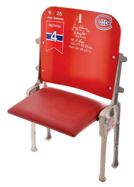 Jean Beliveau Signed Limited-Edition Red Montreal Forum Seat #6/25