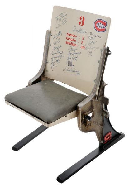 Montreal Forum White Seat Signed by 20 Past Players - Many HOFers!