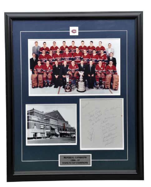 Montreal Canadiens 1956-57 Stanley Cup Champions Team-Signed Sheet Framed Display with LOA