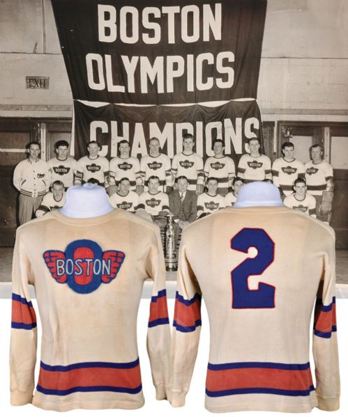 Eastern Hockey League Boston Olympics 1940s Game-Worn Wool Jersey