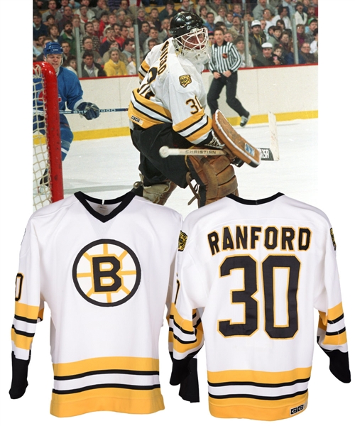 Bill Ranfords 1986-87 Boston Bruins Game-Worn Rookie Season Jersey