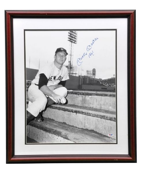 Mickey Mantle Signed Framed Photo "Mickey Mantle 1961" from Tom Catal Mickey Mantle Museum with PSA/DNA LOA (26 1/4" x 22 1/4")