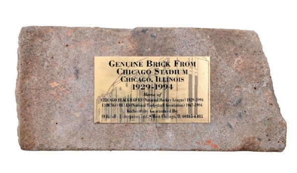Original Chicago Stadium 1929-1994 Brick with Plaque