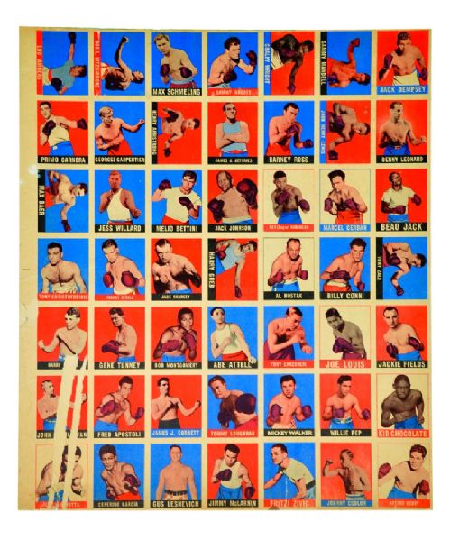 1948 Leaf Boxing Complete 49-Card Set Uncut Sheet