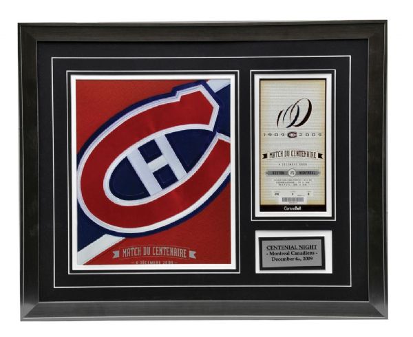 Montreal Canadiens December 4th 2009 Centennial Game Program and Ticket Framed Display <br>(22" x 18")