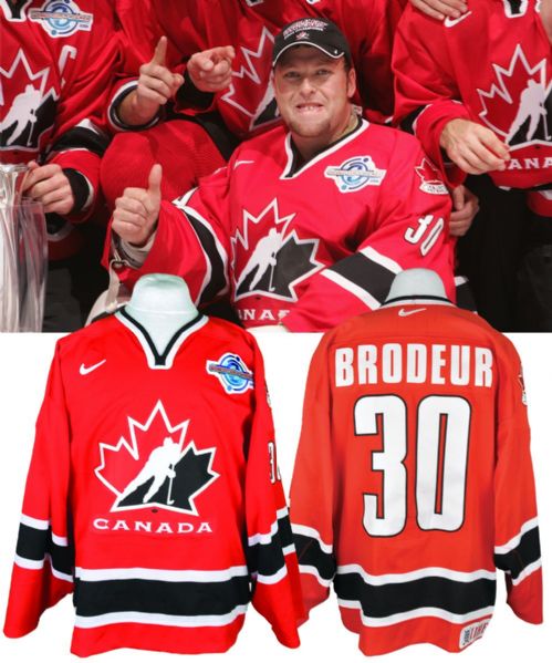 Martin Brodeurs 2004 World Cup of Hockey Team Canada Game-Worn Jersey <br>- Photo-Matched to Gold Medal Game!