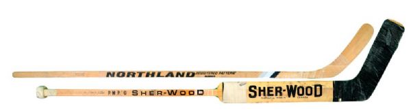 Gilles Meloches Game-Used and Lou Nanne Game-Issued Late-1970s Minnesota North Stars <br>Team-Signed Sticks