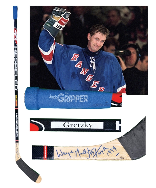 Wayne Gretzkys 1998-99 New York Rangers Hespeler Signed Game-Used Stick with Gretzky LOA - Gifted After His Last Rangers/NHL Game!