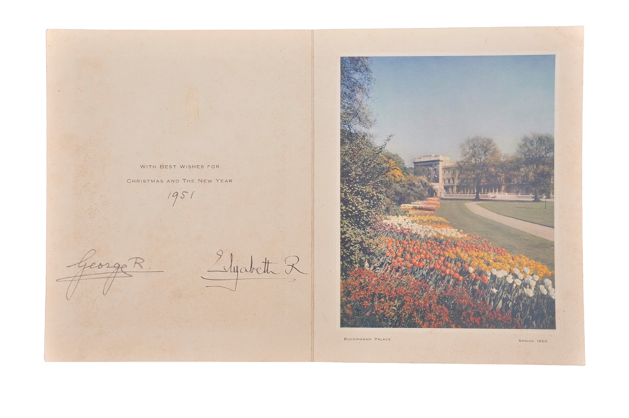 King George VI and Queen Elizabeth Signed 1950 Buckingham Palace Christmas Card with JSA LOA
