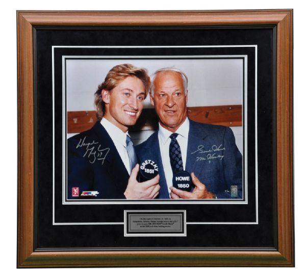 Wayne Gretzky and Gordie Howe Dual-Signed "1851 and 1850" Limited-Edition Framed Photo with WGA COA #3/99 (28 3/4" x 30 1/2")