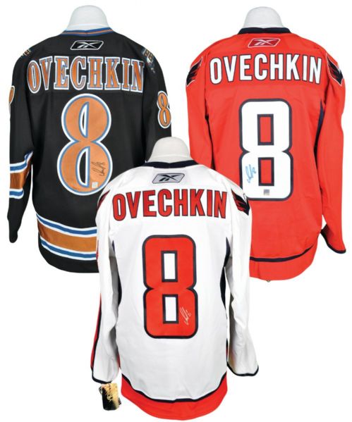 Alexander Ovechkin Signed Washington Capitals Authentic Jersey Collection of 3