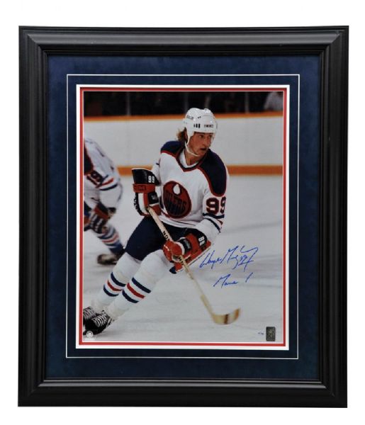 Wayne Gretzky Edmonton Oilers Signed "Game 1" Limited-Edition Framed Photo #2/99 from WGA (25 1/2" x 29 1/2") 