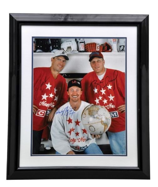 Wayne Gretzky, Mark Messier and Brett Hull Triple-Signed "Ninety-Nine Tour" <br>Limited-Edition Framed Photo #10/11 with WGA COA (23 1/2" x 27 1/2")