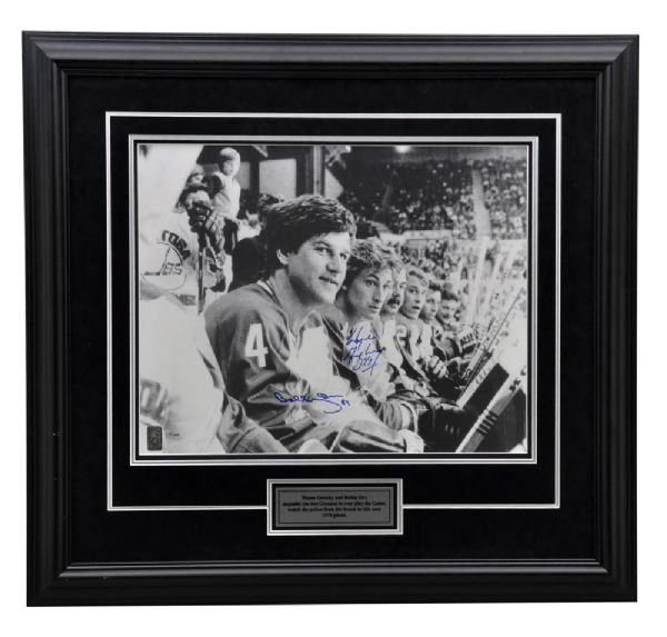Wayne Gretzky and Bobby Orr Dual-Signed Limited-Edition 1978 Framed Photo #5/299 with WGA COA (28 1/2" x 30 1/2")