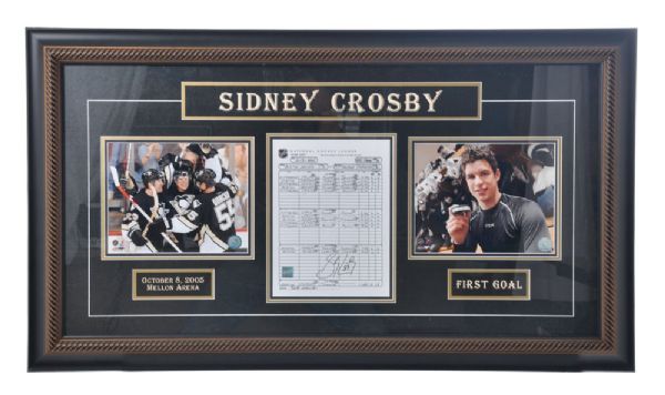 Sidney Crosby Signed Pittsburgh Penguins NHL First Goal Framed Display with COA <br>(23 1/2" x 41 1/2")