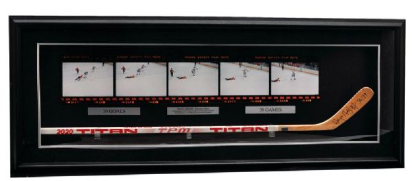 Wayne Gretzky Edmonton Oilers Signed "50 Goals in 39 Games" Limited-Edition Titan Stick Display #2/99 with WGA LOA (29" x 74")