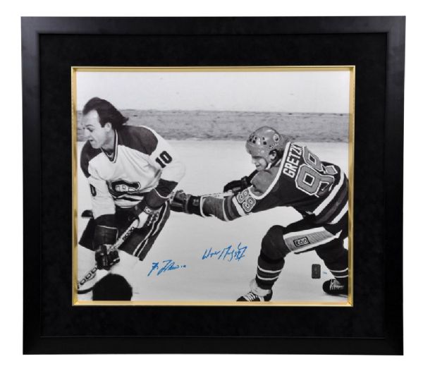 Wayne Gretzky and Guy Lafleur Dual-Signed Limited-Edition Framed Print on Canvas #1/99 with WGA COA (28 1/2" x 32")