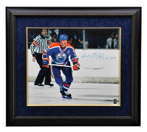 Wayne Gretzky Edmonton Oilers Signed "215 Points" Limited-Edition Artist Proof Framed Print On Canvas #1/10 with WGA COA (31" x 35")