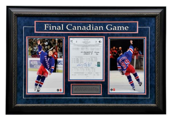 Wayne  Gretzky New York Rangers Signed "Final Canadian Game" Limited-Edition Framed Display #1/199 with WGA COA (27 1/2" x 39 3/4")